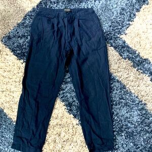 Navy Banana Republic Relaxed Tapered Linen Pants